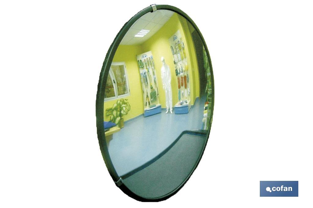 Specchio da interno | Ø30 cm | Supporto da parete incluso | Angolo di campo di 130° | Per parcheggi e supermercati - Cofan