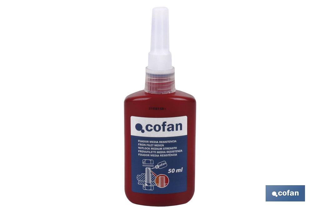 Fijador de Roscas 50 ml | Sellador de roscas nivel de fuerza medio | Asegura conexiones de tornillo y evita su liberación - Cofan