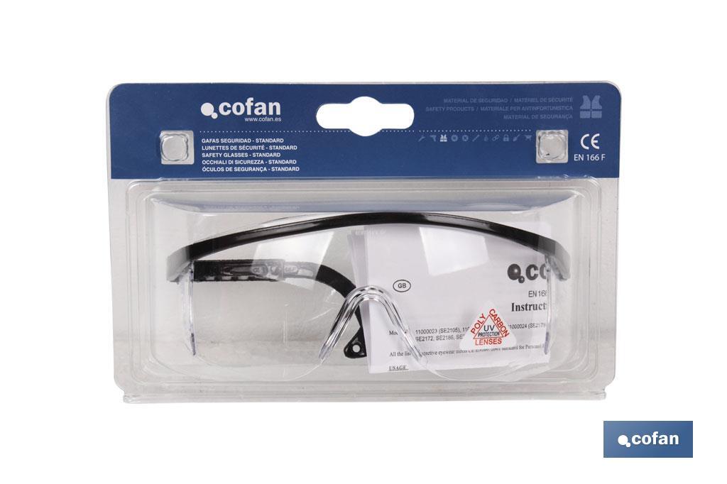 Gafas de Seguridad | Con lente clara | Modelo Standar | EN 166:2001 - Cofan