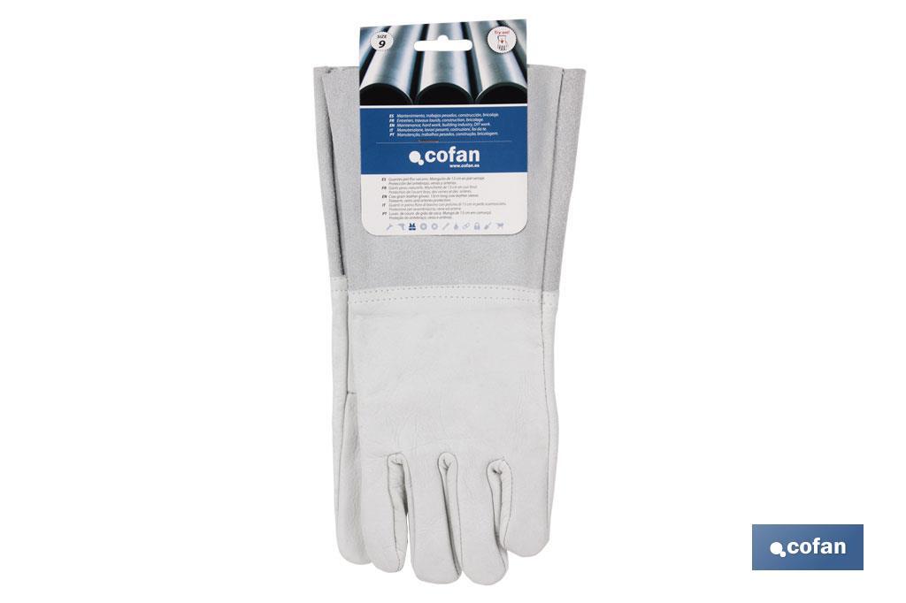 Rindsleder-Handschuhe mit Ärmel 13 cm - Cofan