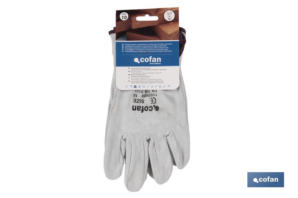 Leder-Handschuhe aus grauem Veloursleder - Cofan
