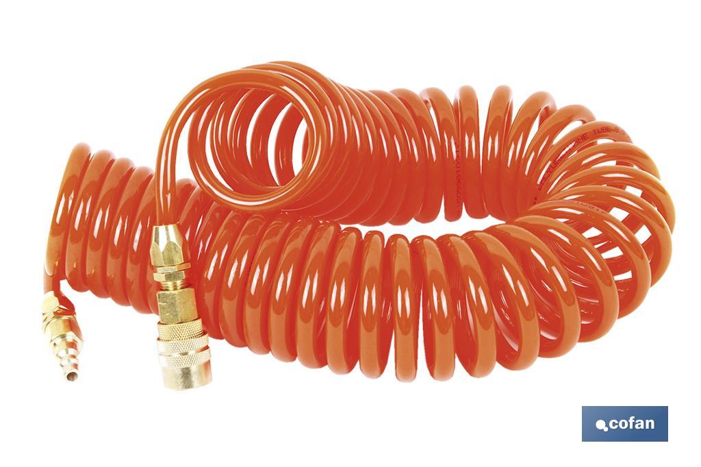 Tuyau à air en Spirale en Polyuréthane pour air comprimé longueur 15 m | Tuyau en spirale de couleur rouge pour air comprimé - Cofan