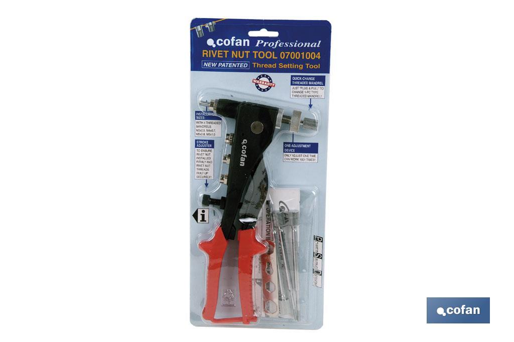 Professional rivet nut gun for rivet nuts | Nut capacity from M3 to M6 | Suitable for all types of rivet nuts - Cofan