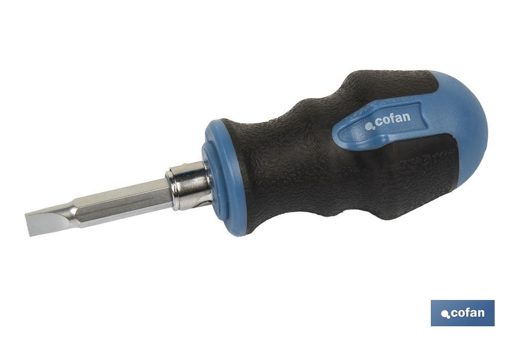 Double ended stubby Phillips and slotted screwdriver PH2 | Available lengths in 38 and 100mm | Ø6mm shank - Cofan