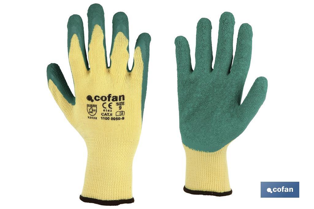 Handschuhe aus Strickstoff, beschichtet mit rauem Latex, in Grün - Cofan