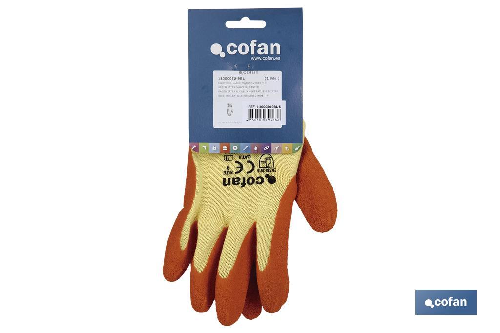 Handschuhe aus Strickstoff, beschichtet mit rauem Latex, in Orange - Cofan