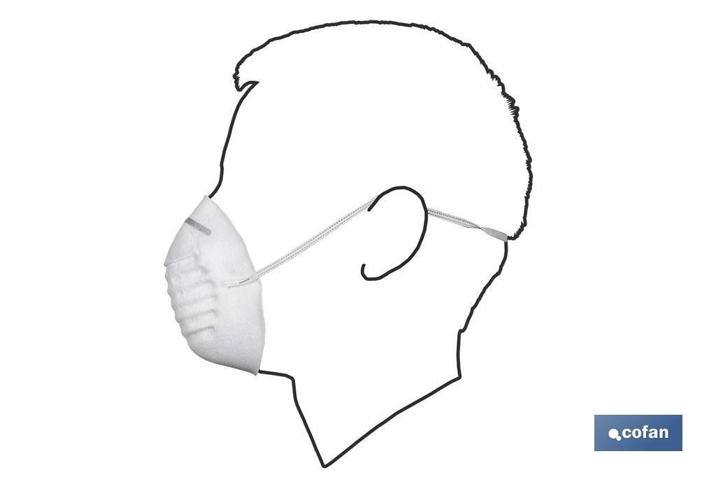 Máscaras higiénicas. Máscaras cónicas de polipropileno indicadas para proteção contra poeira e partículas atóxicas. - Cofan