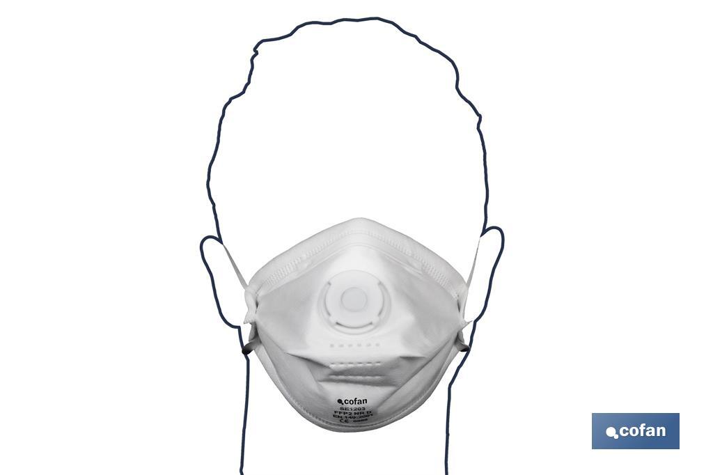 FFP2 NR (D) face mask | Disposable face mask | Integrated exhalation valve | White - Cofan