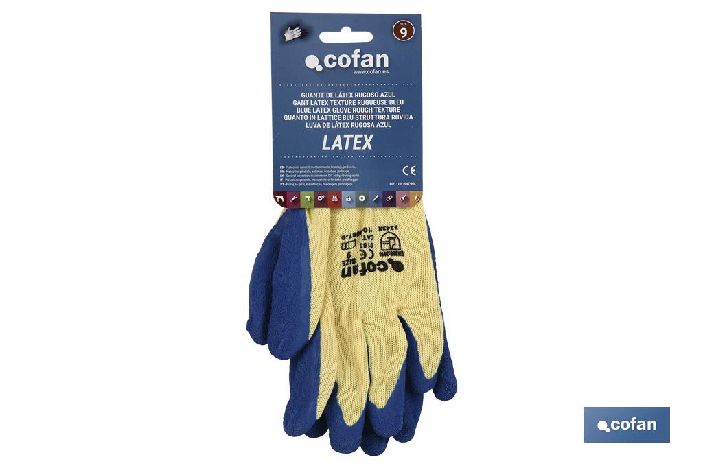 Handschuhe aus Strickstoff, beschichtet mit rauem Latex, in Blau - Cofan
