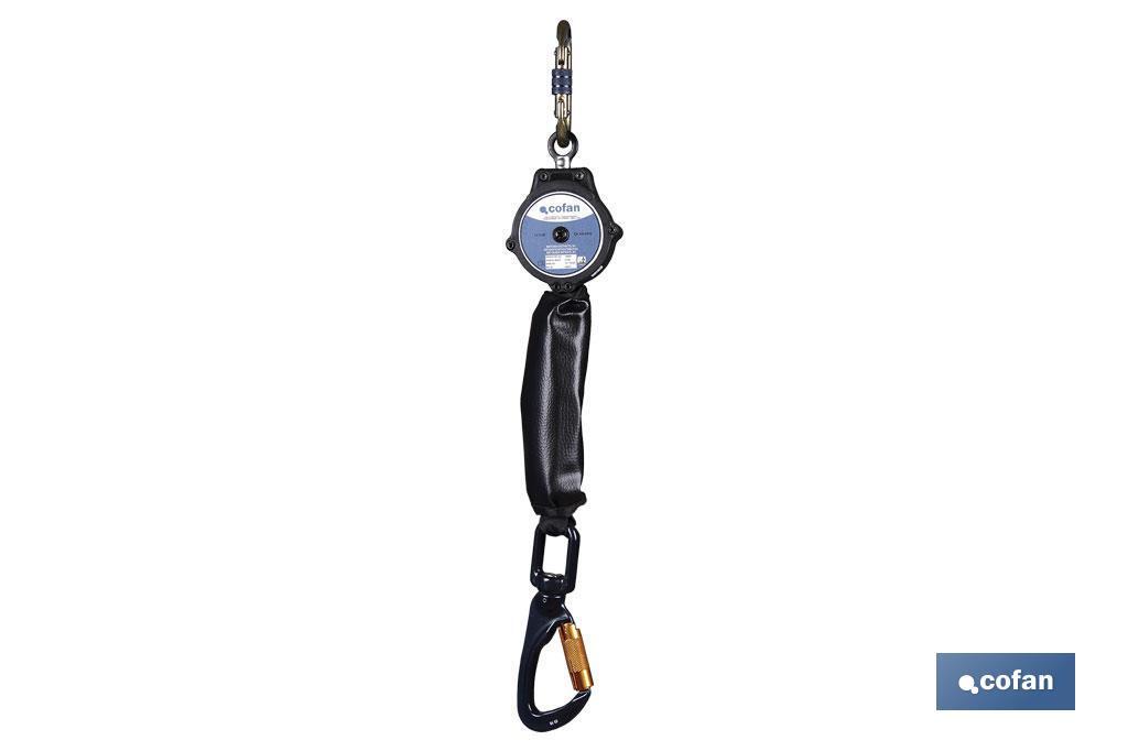 Self-retracting lifeline with shock absorber | Cable of 2m | Supports a maximum weight of 140kg - Cofan