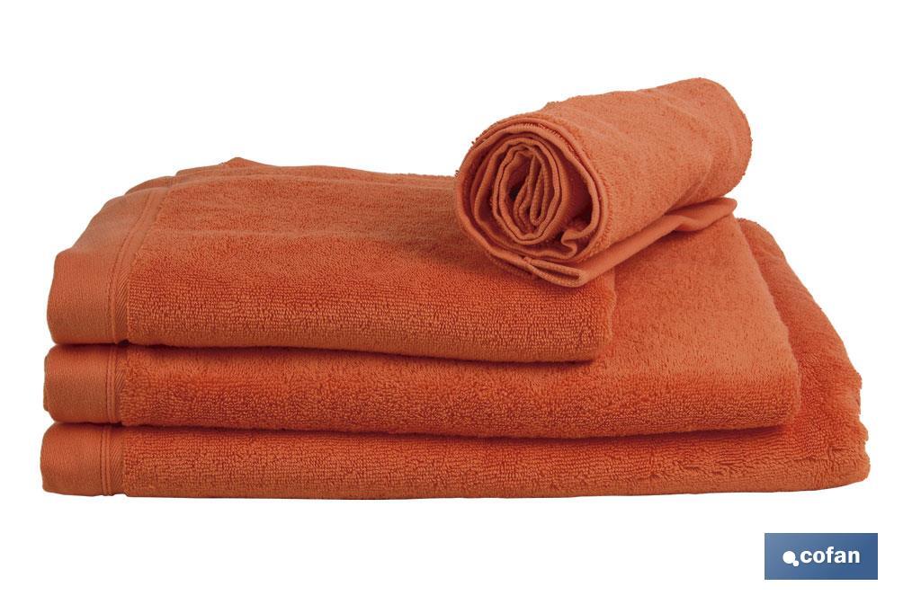 Serviette de toilette | Couleur Orange | Modèle Amanecer | 100 % Coton | Grammage 580 g/m² | Dimensions 50 x 100 cm - Cofan