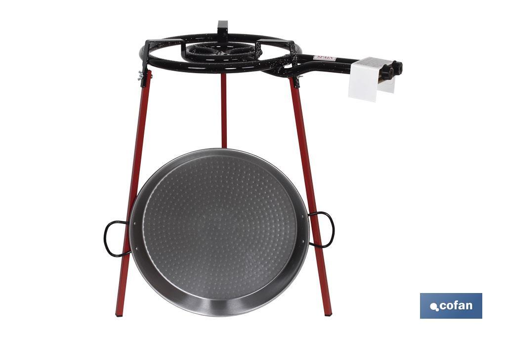Set of paella pan + burner + stand | Polished steel paella pan included | Complete pack - Cofan