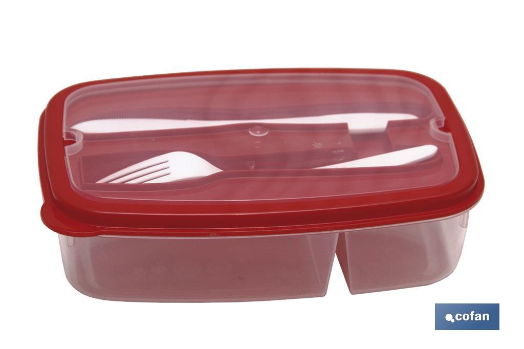 Rectangular lunch box with cutlery | 1.5-litre Capacity | Several Colours - Cofan