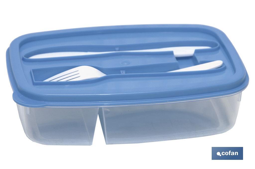 Rectangular lunch box with cutlery | 1.5-litre Capacity | Several Colours - Cofan