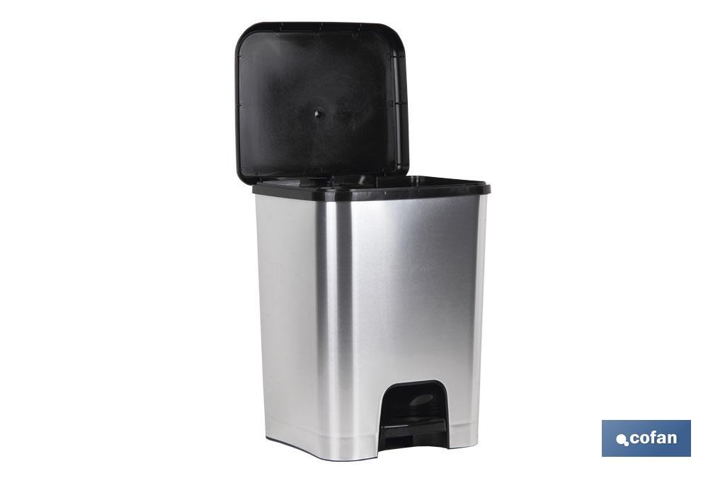Class metallic pedal bin | 26-litre capacity | Grey & black - Cofan