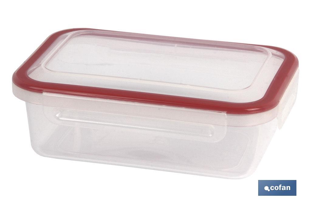 Portapranzo rettangolare | Con coperchio rosso | Capacità: 1,4 litri | Per microonde, congelatore e lavastoviglie - Cofan