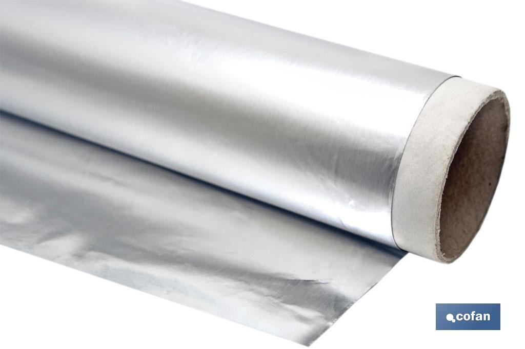 Foglio di alluminio per uso domestico | Dimensioni: 16, 30 o 50 m | 30 cm di larghezza | Custodia con lama per il taglio | Antiaderente | Multiuso - Cofan