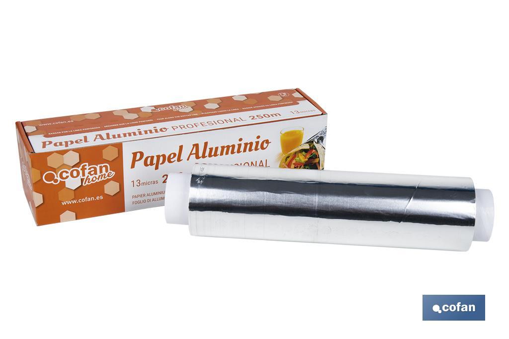 Papier d'aluminium à usage professionnel | Étui avec scie à découper | Spécial pour utiliser en cuisine - Cofan