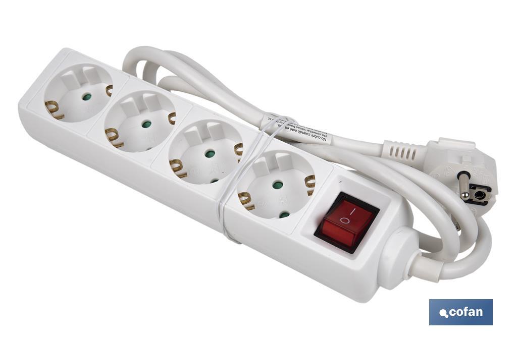 Power strip with 4 outlets | Cable of 1.4m in length | Power switch - Cofan