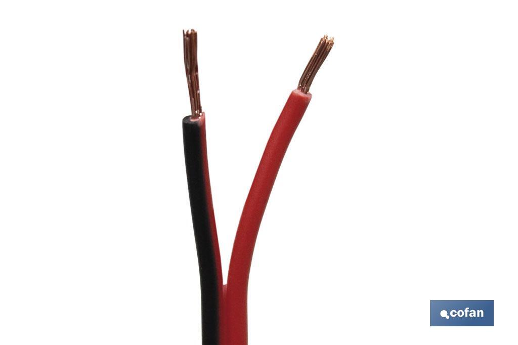 Rollo Cable Eléctrico de 100 m | Paralelo | Sección de cable en dos Medidas | Color Negro y Rojo - Cofan