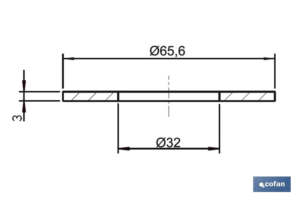 Guarnizione | Dimensioni: Ø32 x Ø65,6 x 3 mm | Per meccanismo di scarico Tipo Victoria | Serbatoio basso - Cofan