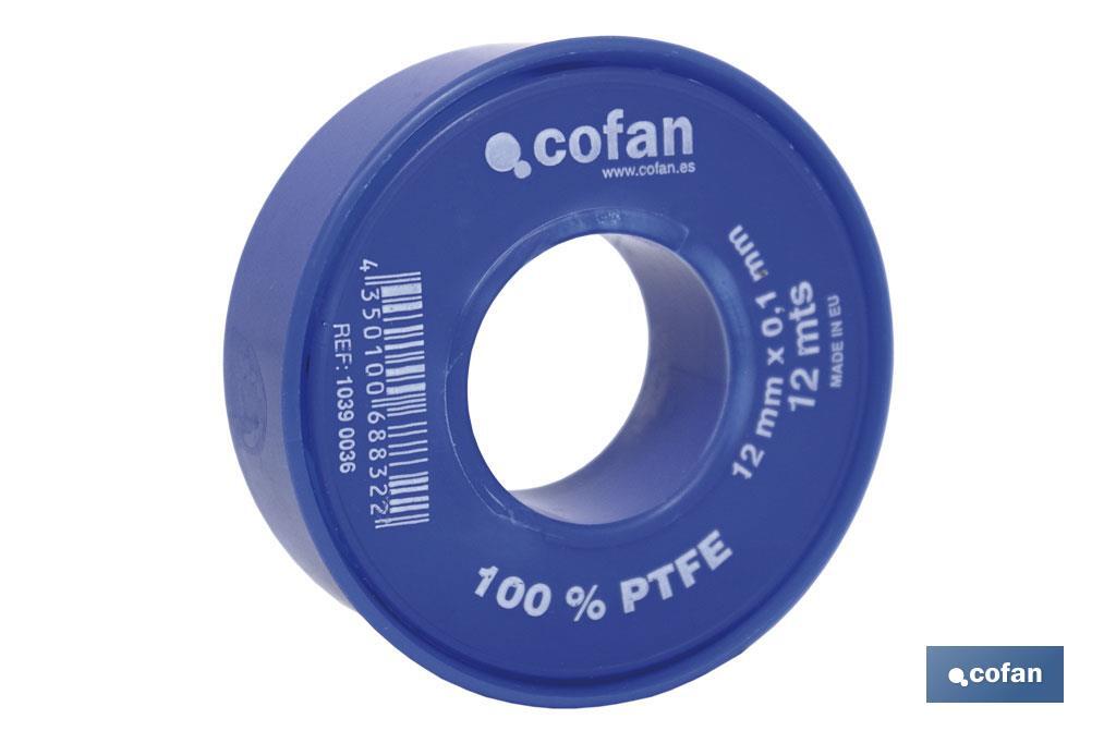 Roll of PTFE tape, 12mm x 0,10mm. - Cofan