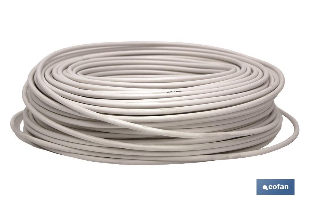 TV aerial coaxial cable Roll | 75 Ohm | White | 100 metres in length - Cofan
