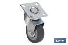 Rueda de goma gris con placa giratoria | Diámetros desde 30 mm hasta 75 mm | Para pesos desde 25 kg hasta 45 kg - Cofan