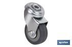 Rueda de goma gris para tornillo pasante | Diámetros desde 30 mm hasta 75 mm | Para pesos desde 25 kg hasta 45 kg - Cofan