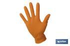 BOX OF 50 DIAMOND-TEXTURED NITRILE GLOVES | AVAILABLE SIZES FROM S TO XL | COLOUR: ORANGE