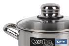 Stainless Steel Pot, Polenta Model, with glass lid and stainless steel knob | Glossy finish and rust resistant | Induction - Cofan