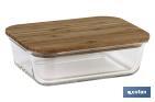 Set of 3 rectangular borosilicate glass food containers | Bambú Model | Bamboo lid | 640-1,040-1,520ml Capacity - Cofan