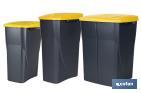 YELLOW RECYCLING BIN | SUITABLE FOR RECYCLING PLASTICS AND PACKAGING MATERIALS | AVAILABLE IN THREE DIFFERENT CAPACITIES AND SIZES