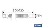 Tubo flessibile metallizzato | Lunghezza: 300-720 mm | Per lavabo e bidet | Dimensioni: 1" 1/2 Ø32-40 mm o 2" 2/2 Ø40-50 mm - Cofan