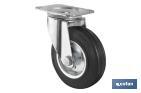 Rueda de goma y metal con placa giratoria | Con diámetros desde 80 mm hasta 125 mm | Para pesos desde 80 kg hasta 150 kg - Cofan