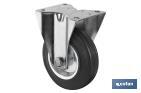Rueda de goma y metal con soporte fijo | Con diámetros desde 80 mm hasta 125 mm | Para pesos desde 80 kg hasta 150 kg - Cofan