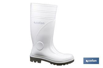 Stivali di gomma | Sicurezza S4 | Colore: bianco | Puntale di acciaio | Realizzati in PVC-Nitrile - Cofan