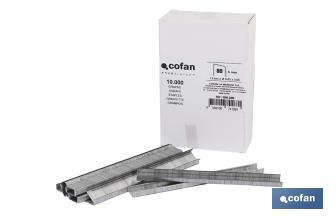 Boîte d'agrafes | Pour Agrafeuse Pneumatique | Modèle 80/16mm | 10000 unités | Agrafes pour Agrafeuse à Air à Pression - Cofan