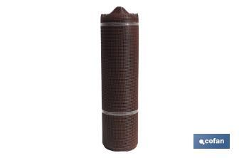 Malla de PVC| Hueco cuadrado de 10 mm | Color marrón |Medida 1 x 25 m - Cofan