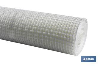 Malla de PVC | Hueco cuadrado de 20 mm | Color blanco | Medida 1 x 25 m - Cofan