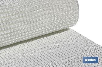 PVC square mesh | Mesh aperture of 20mm | Available in white | Size: 1 x 25mm - Cofan