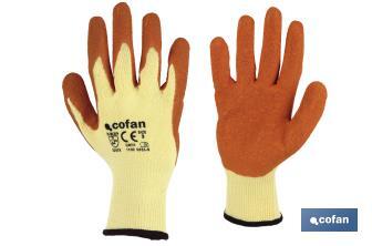 Handschuhe aus Strickstoff, beschichtet mit rauem Latex, in Orange - Cofan