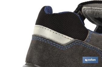 Sandali in crosta di pelle | Colore: grigio | Sicurezza: S1P | Modello Petrina | Chiusura a strappo - Cofan