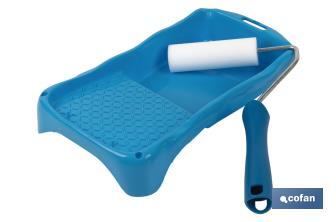 Paint roller kit with foam paint roller and paint tray | Paint roller size: 11cm | Tray size: 16 x 31cm - Cofan