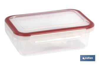 Portapranzo rettangolare | Con coperchio rosso | Capacità: 1,4 litri | Per microonde, congelatore e lavastoviglie - Cofan