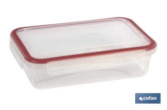 Boîte à lunch rectangulaire | Avec couvercle de couleur rouge | Capacité pour 1,4 litres - Cofan