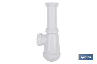 Sifone a bottiglia | Uscita da Ø40 mm | Raccordo da 1" 1/2 x 70 | Valvola per lavabo e bidet | Realizzato in polipropilene - Cofan