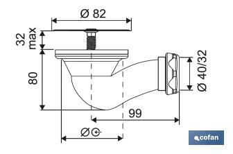 Piletta di scarico con sifone per piatto doccia | Foro da 60 mm | Piletta da ø82 mm | Uscita da Ø40 mm - Cofan
