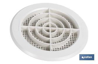 Griglia di ventilazione da incasso a tubo con gancio | Realizzata in ABS bianco | Diversi diametri - Cofan