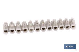 Terminal strip connector | 12-way terminals for cable of various sizes | White - Cofan
